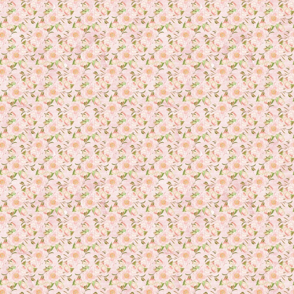 Blushing Peonies & Script Fabric - Pink