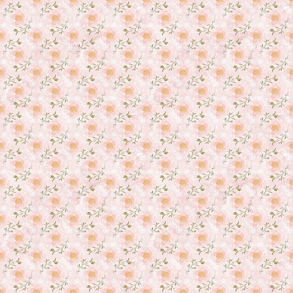 Blushing Peony & Lace Fabric - Pink