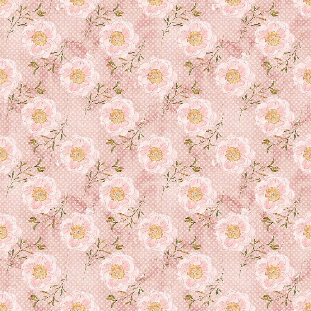 Blushing Peony & Polka Dots Fabric - Pink