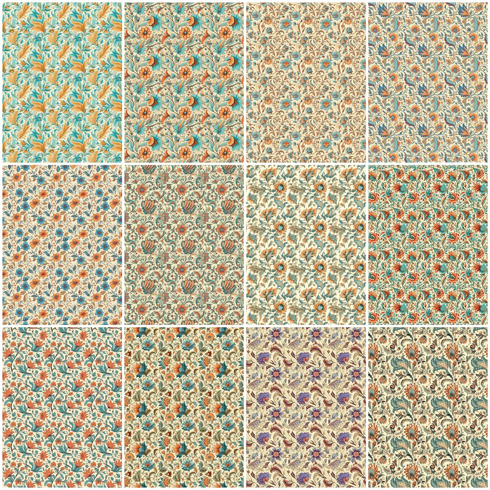 Bohemian Flowers Fat Quarter Bundle - 12 Pieces