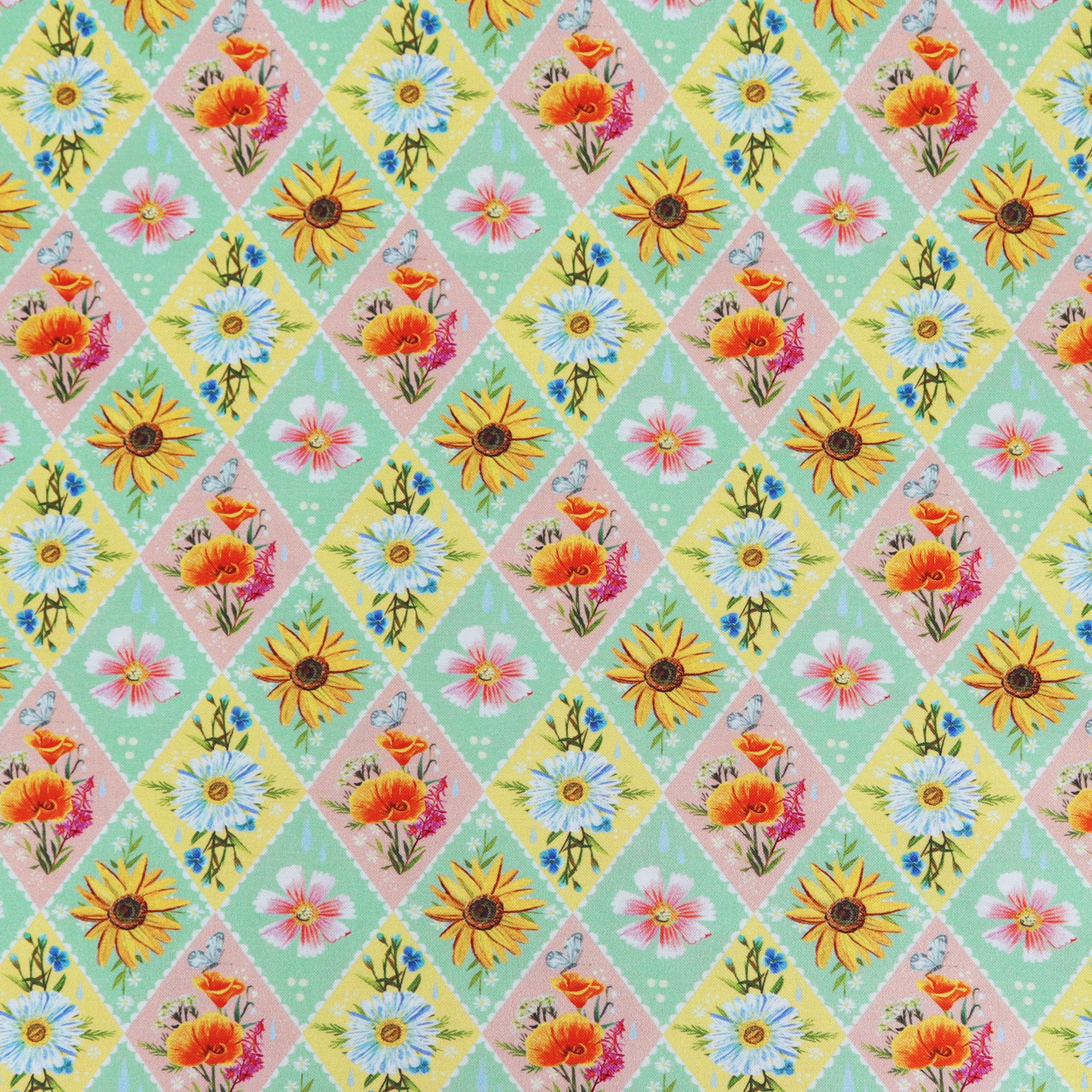 A Wildflower Heart Fabric Collection - Daisyfield Lattice Multi