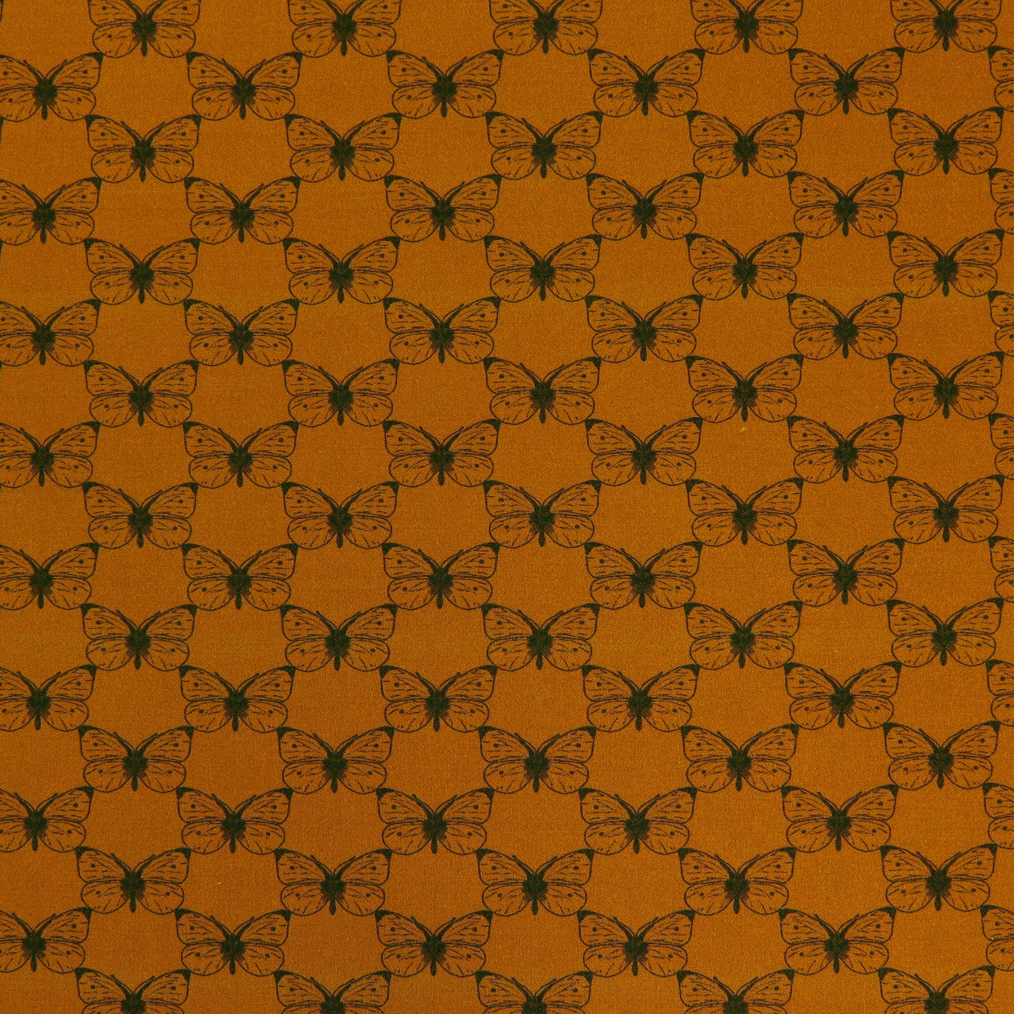 Bee Haven Fabric Collection - Etched Cabbage Butterfly Caramel