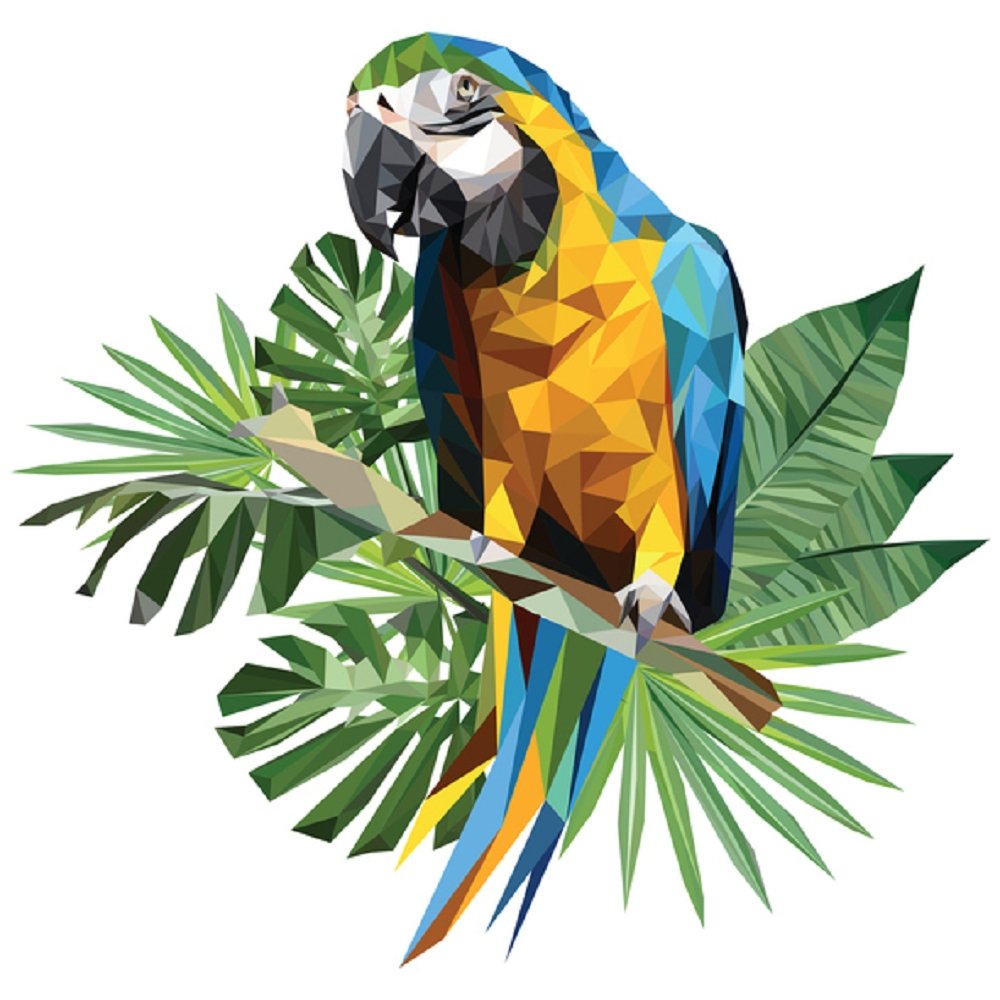 Blue And Gold Macaw Fabric Panel - White