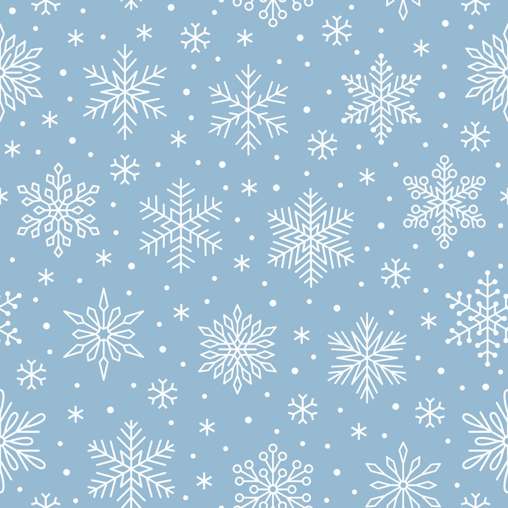 Blue Christmas Snowflakes Fabric - Blue