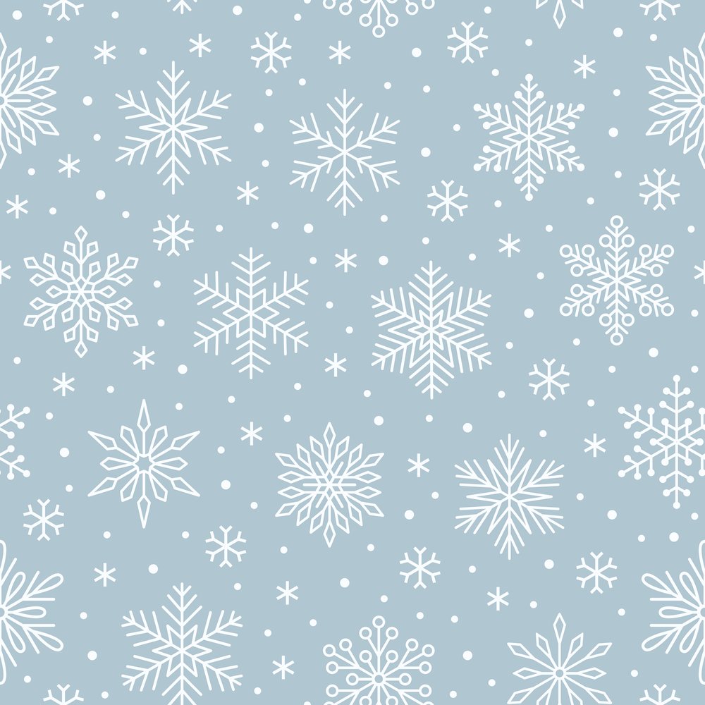 Blue Christmas Snowflakes Fabric - Grey