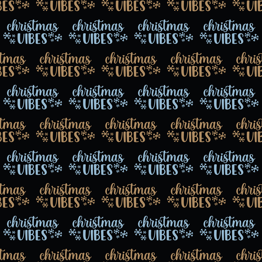 Blue Christmas Vibes Fabric - Black
