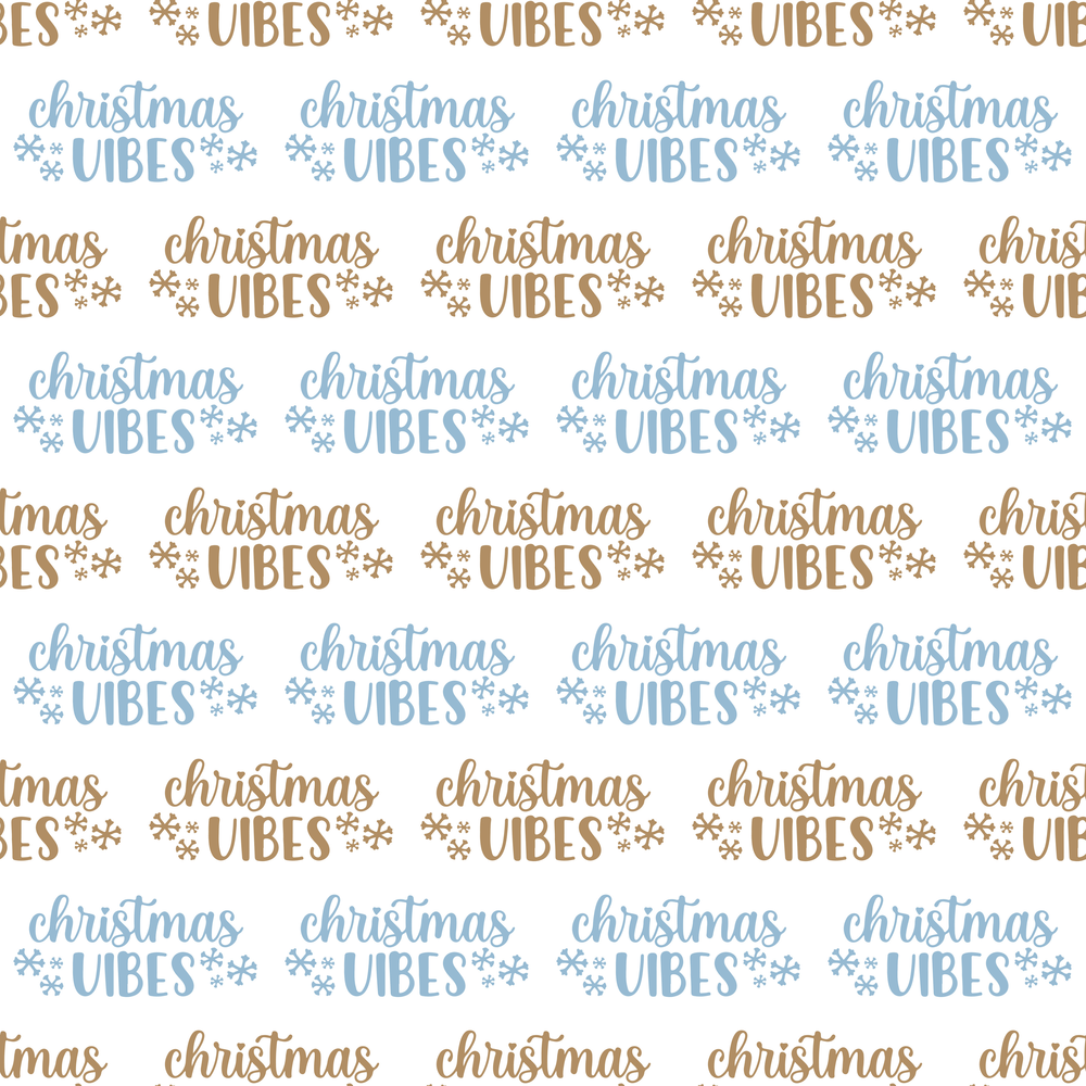 Blue Christmas Vibes Fabric - White
