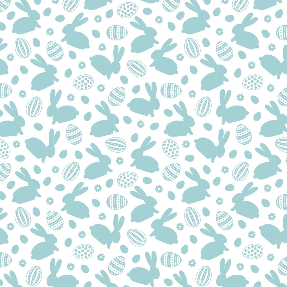 Blue Easter Bunny Fabric