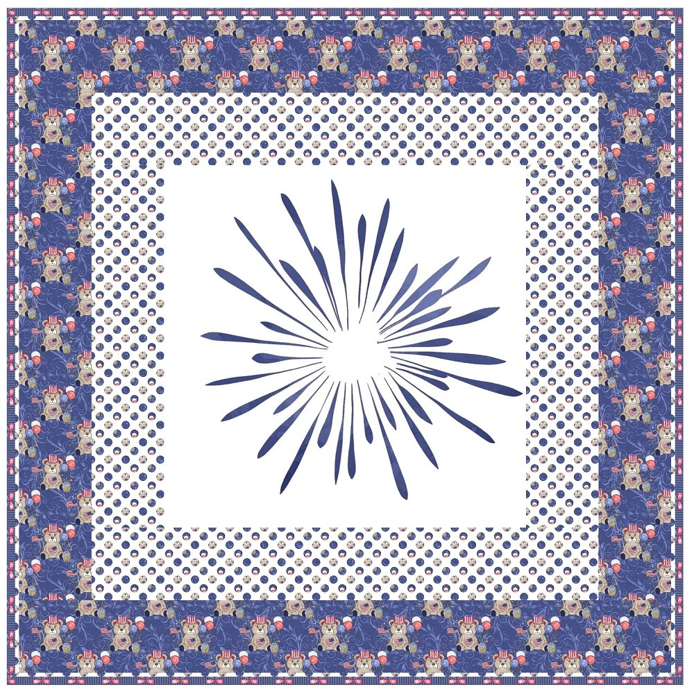 Blue Fizz Patriotic Teddy Bear Wall Hanging 42" x 42"