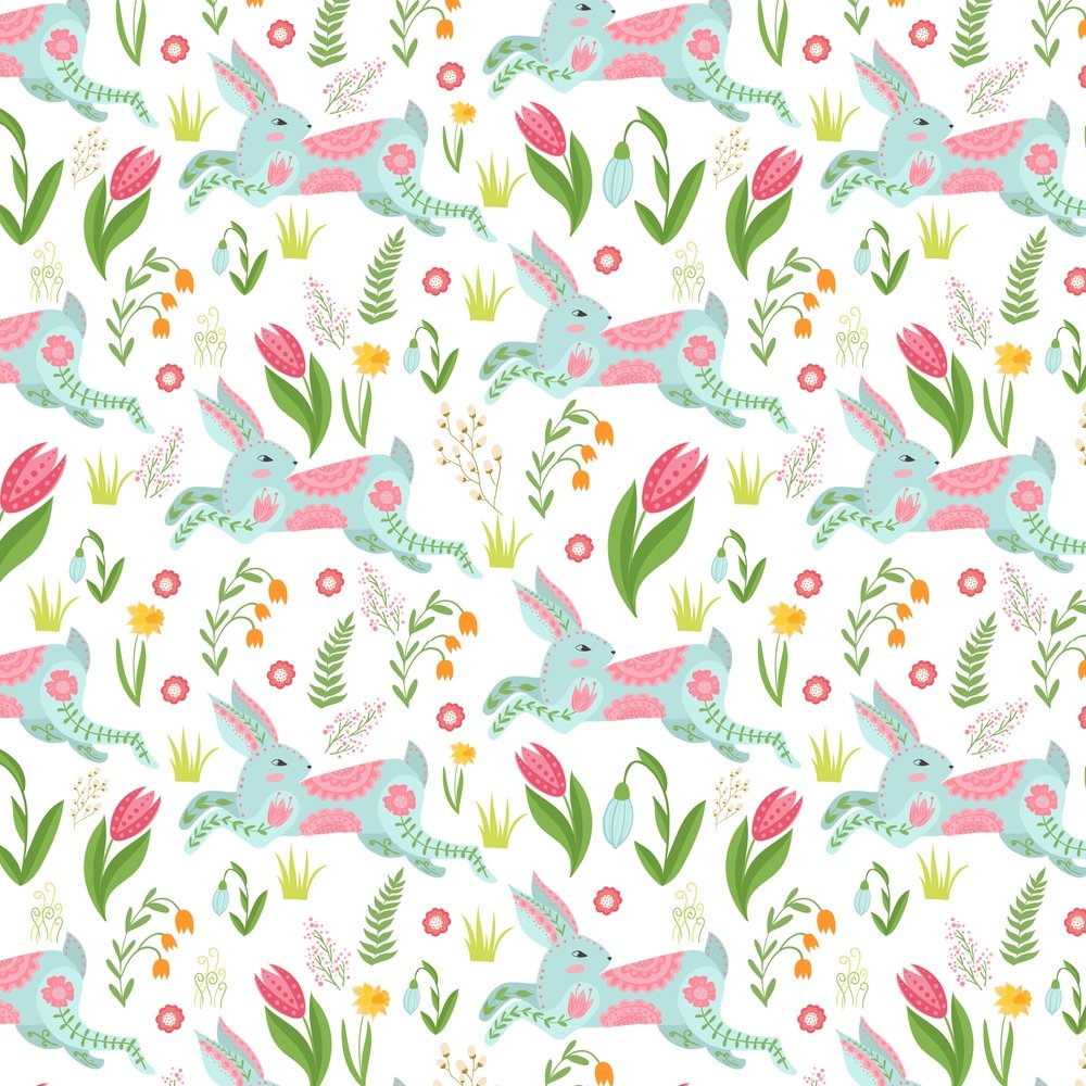 Blue Paisley Bunny Fabric