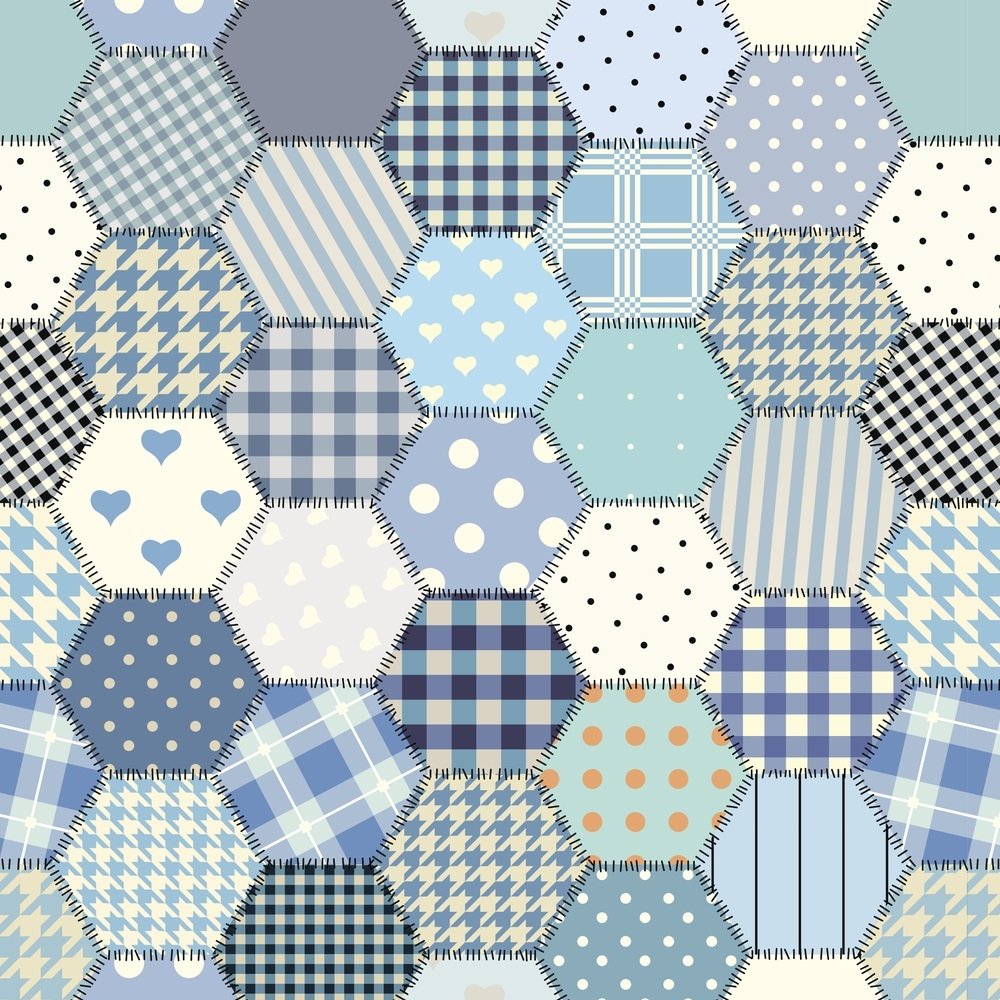 Blue Patchwork Fabric