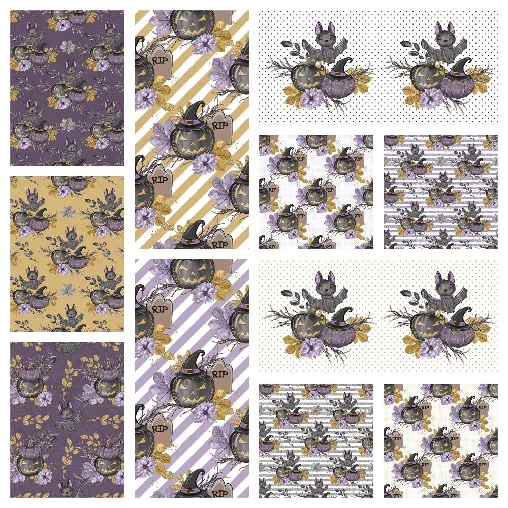 Black Pumpkins Fabric Collection - 1/2 Yard Bundle