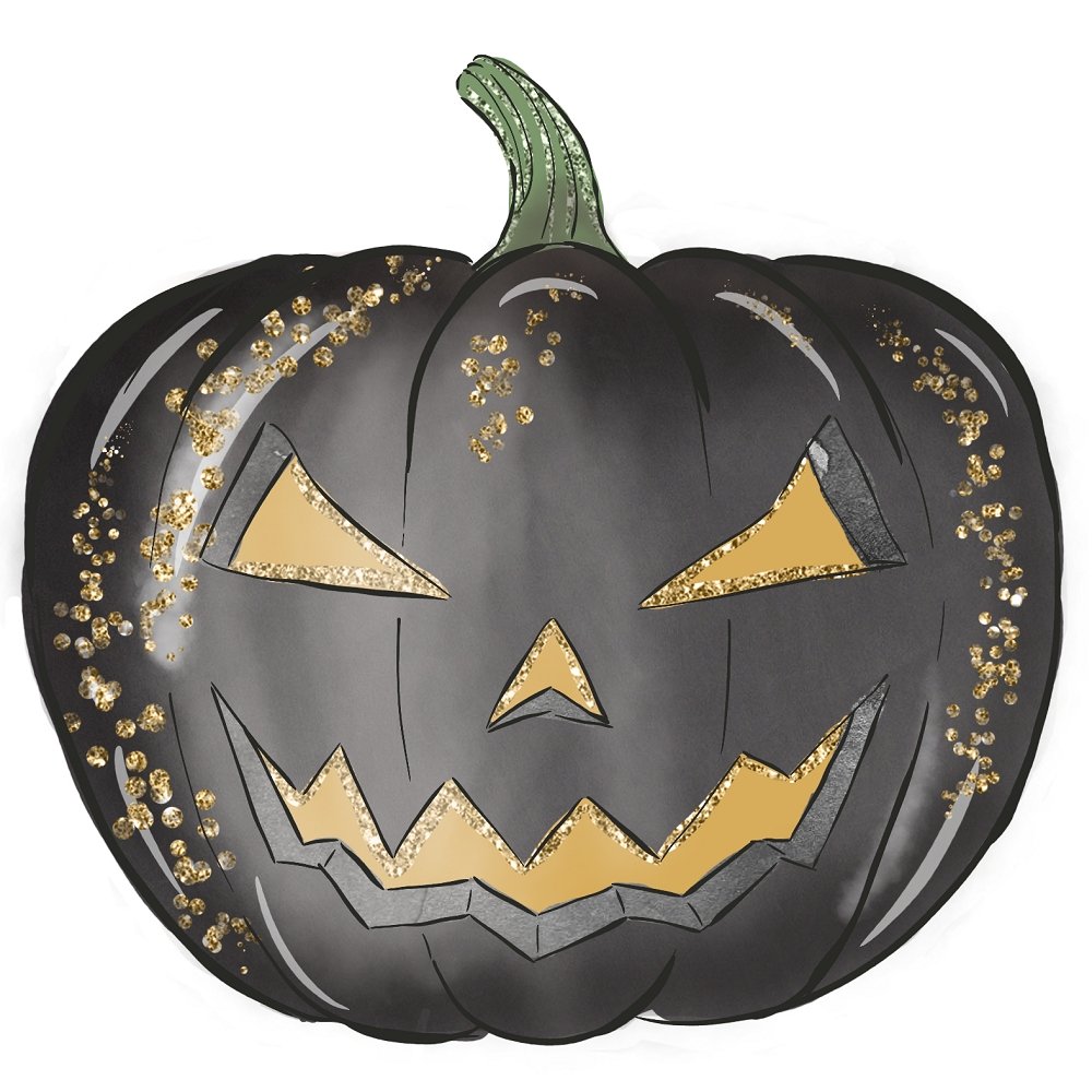 Black Pumpkins Fabric Panel