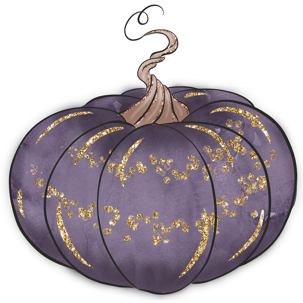 Black Pumpkins Purple Fabric Panel