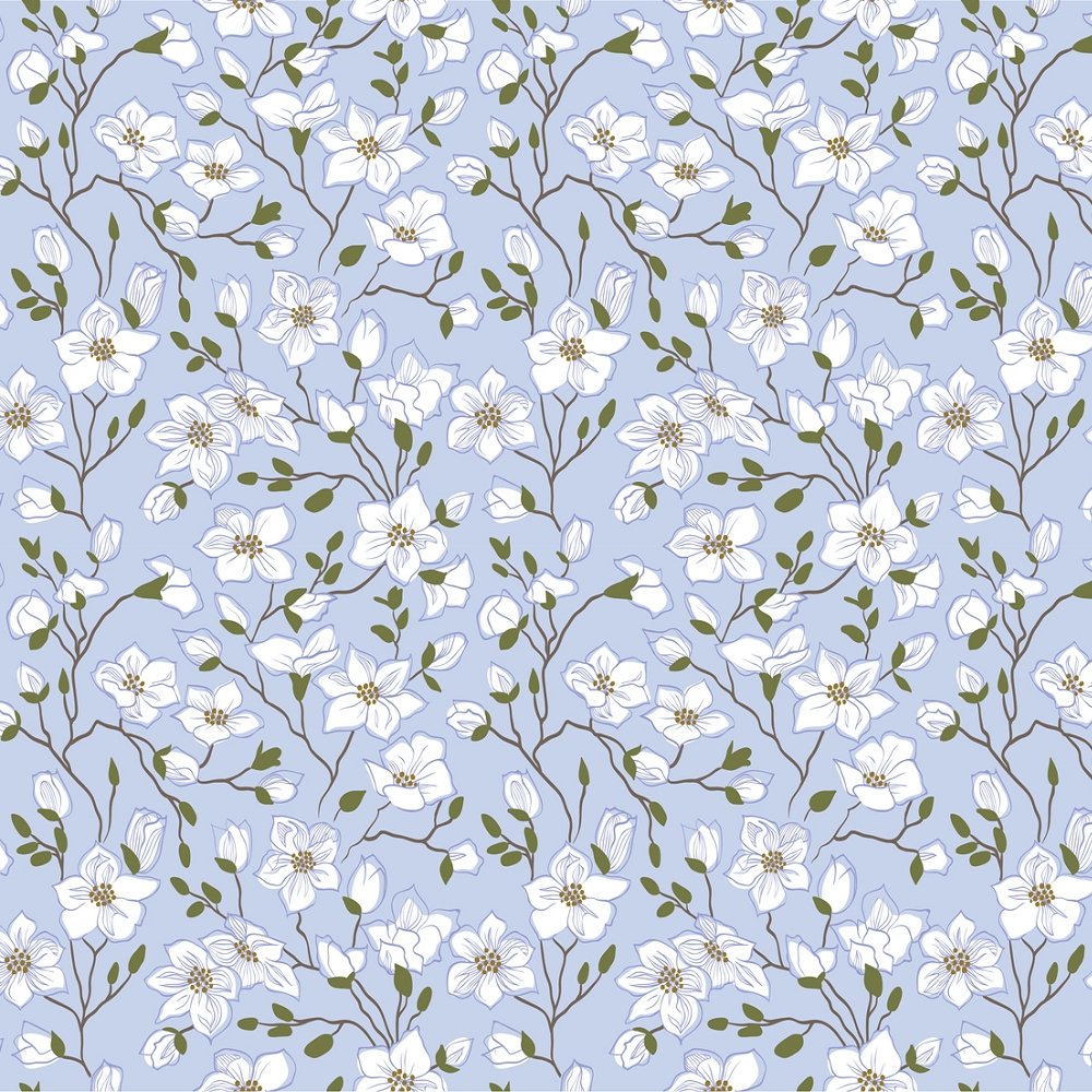 Blooming Magnolia Flowers Fabric