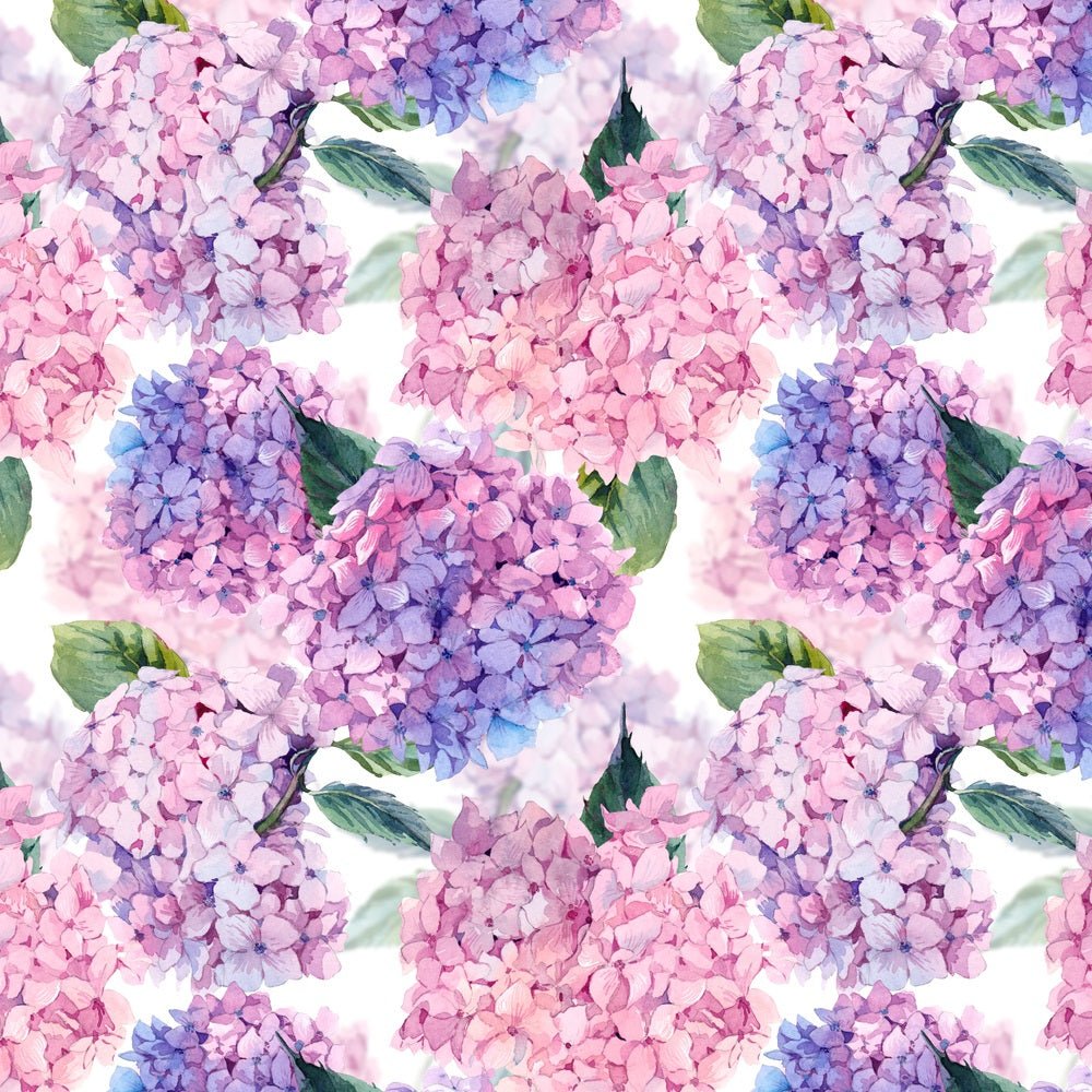 Blooming Summer Hydrangeas Fabric - White