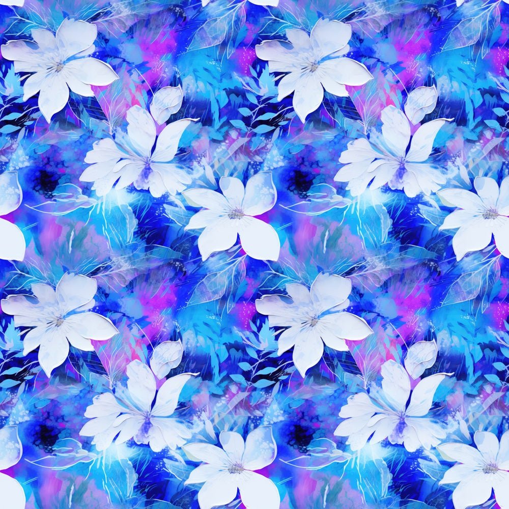 Blue & Purple Cherry Blossom Fabric