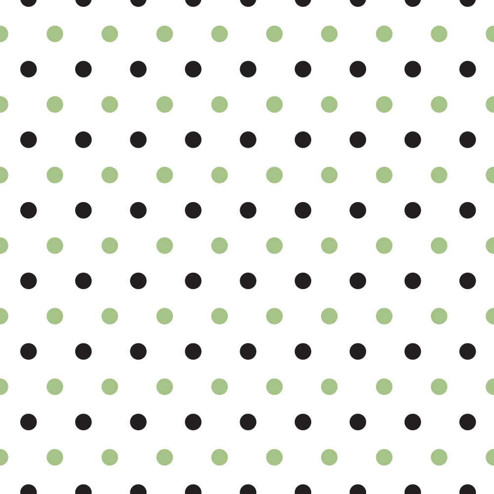 Black And Pistachio Green Polka Dots Fabric
