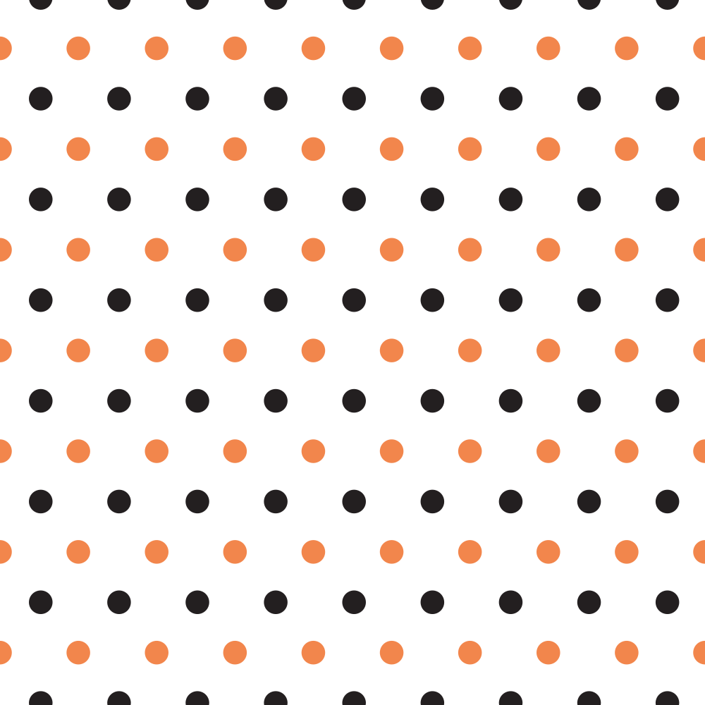 Black And Soft Orange Polka Dots Fabric