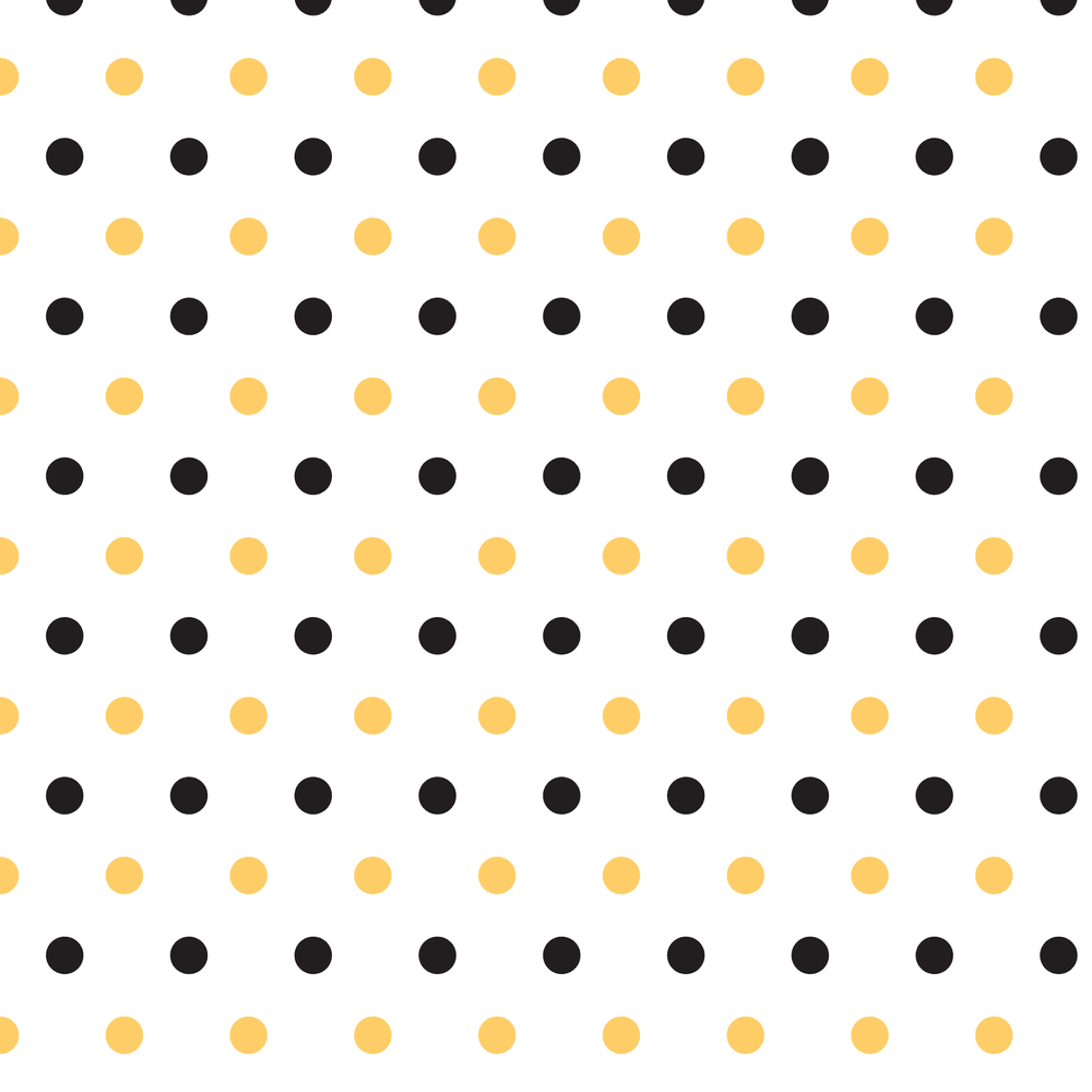 Black And Yellow Polka Dots Fabric