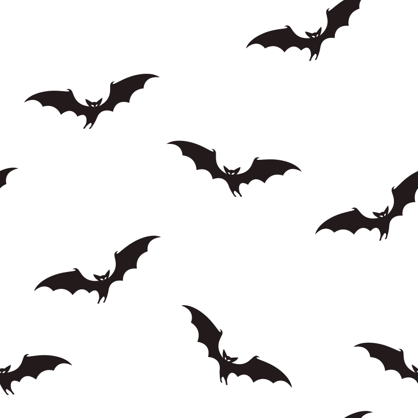 Black Bats Fabric - White