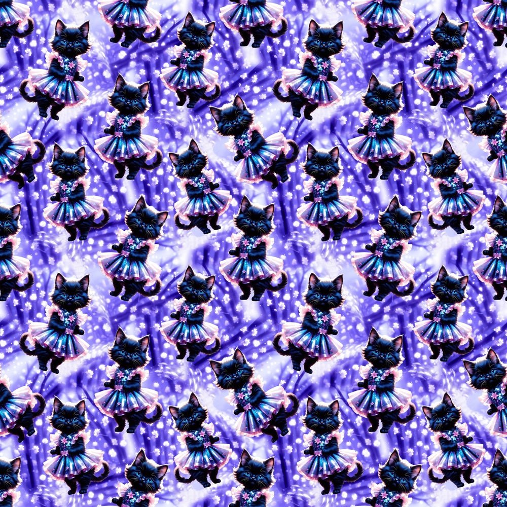 Black Kittens In Dresses Fabric