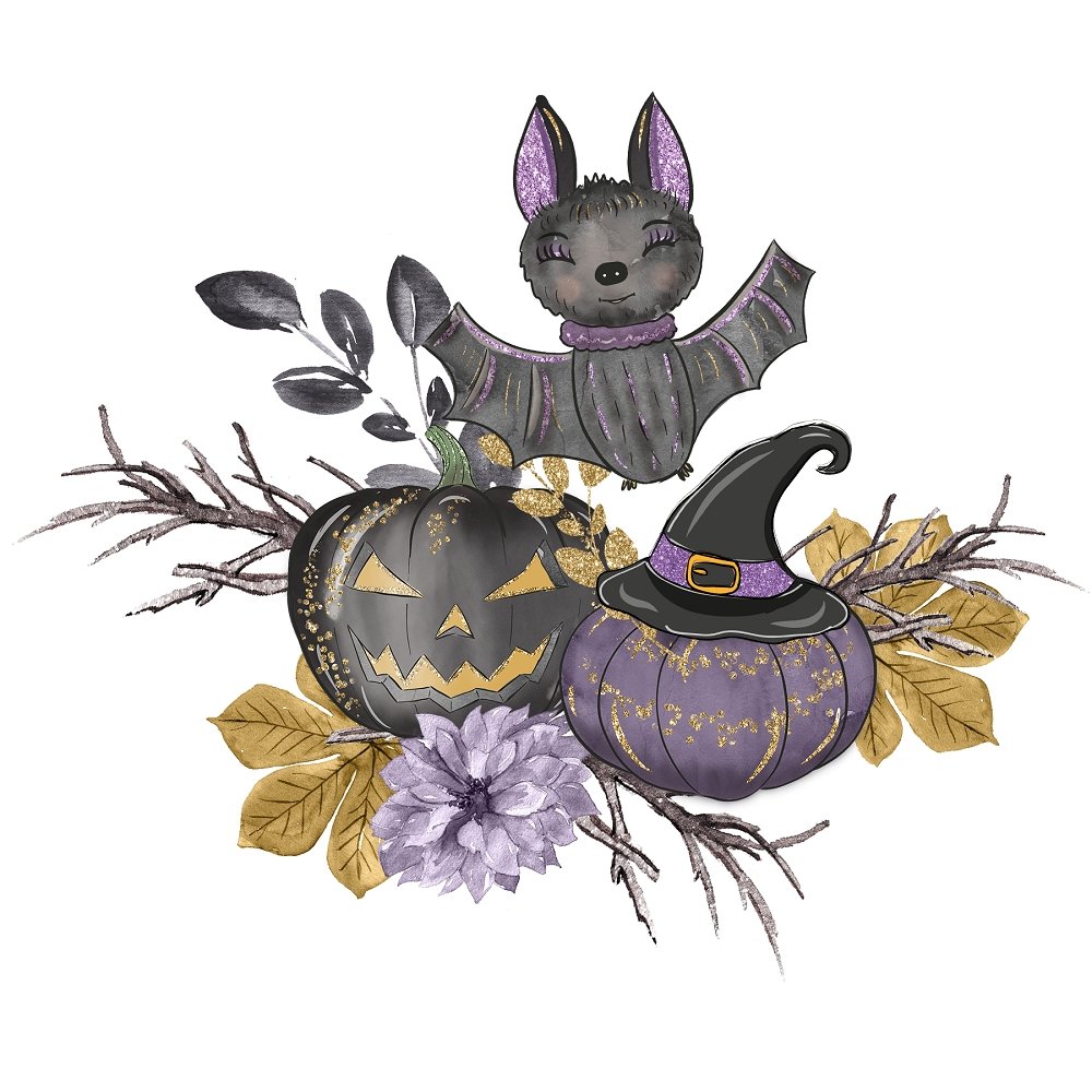 Black Pumpkins Arrangement #1 Fabric Panel