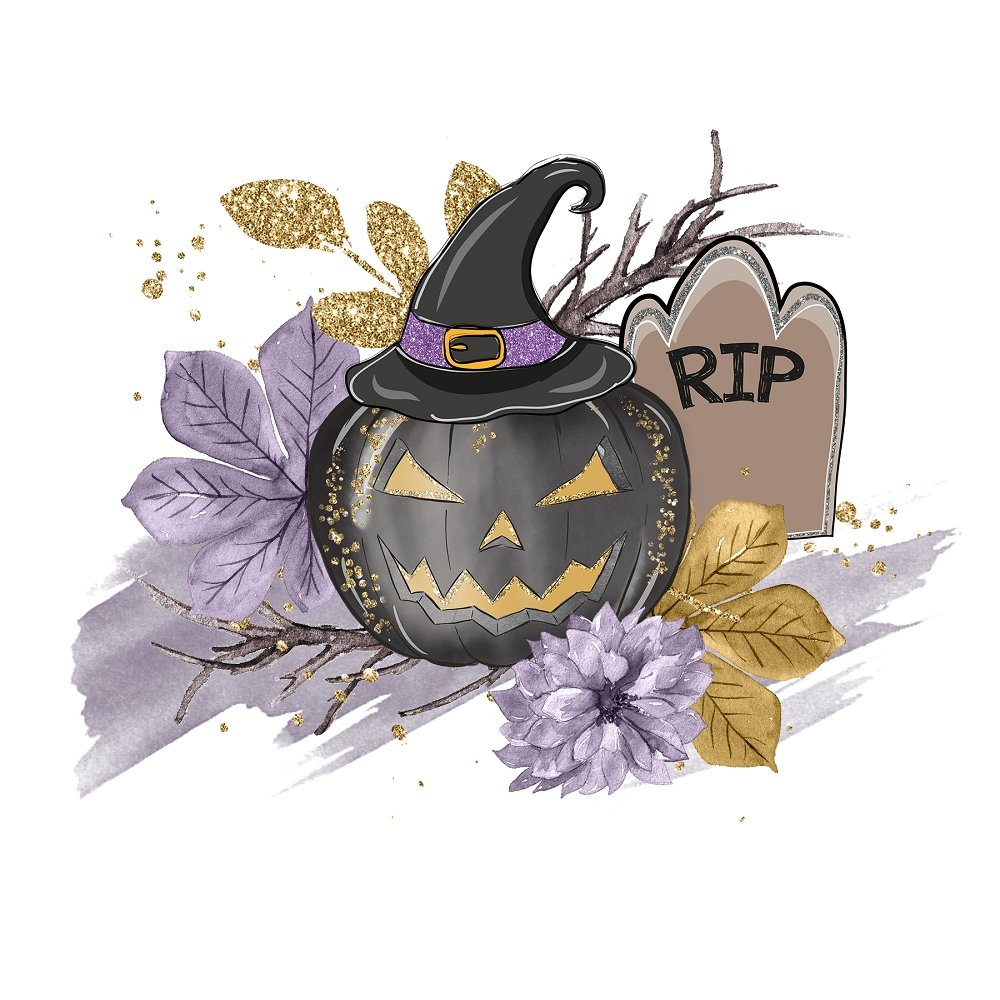 Black Pumpkins Arrangement #2 Fabric Panel