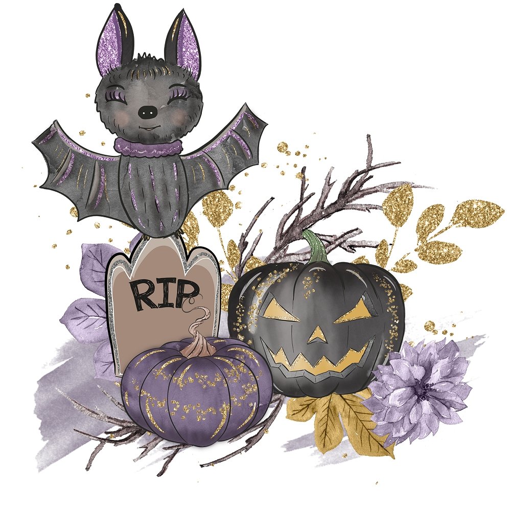 Black Pumpkins Arrangement #3 Fabric Panel