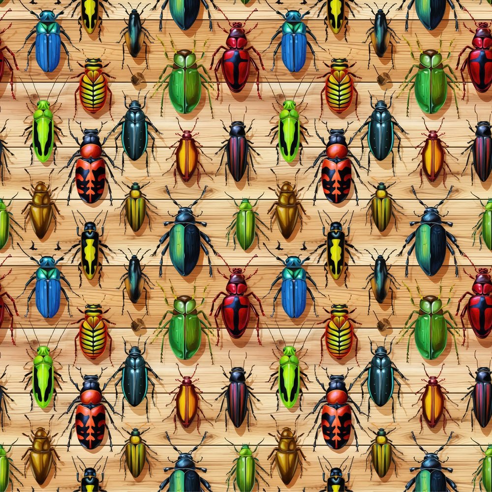 Beetles On Wood Fabric