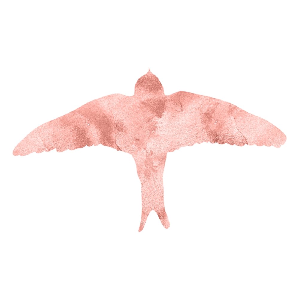 Bird Silhouette Fabric Panel - Coral