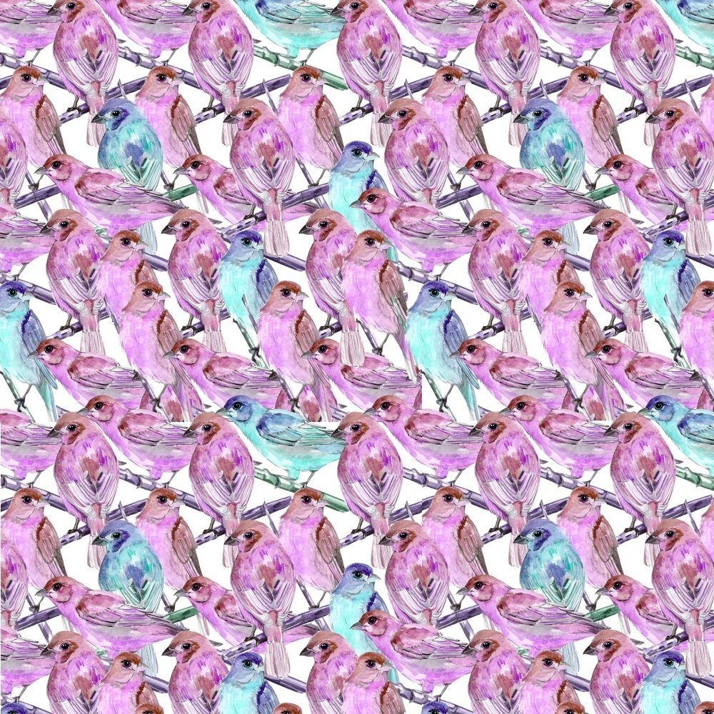 Birds Fabric - Purple