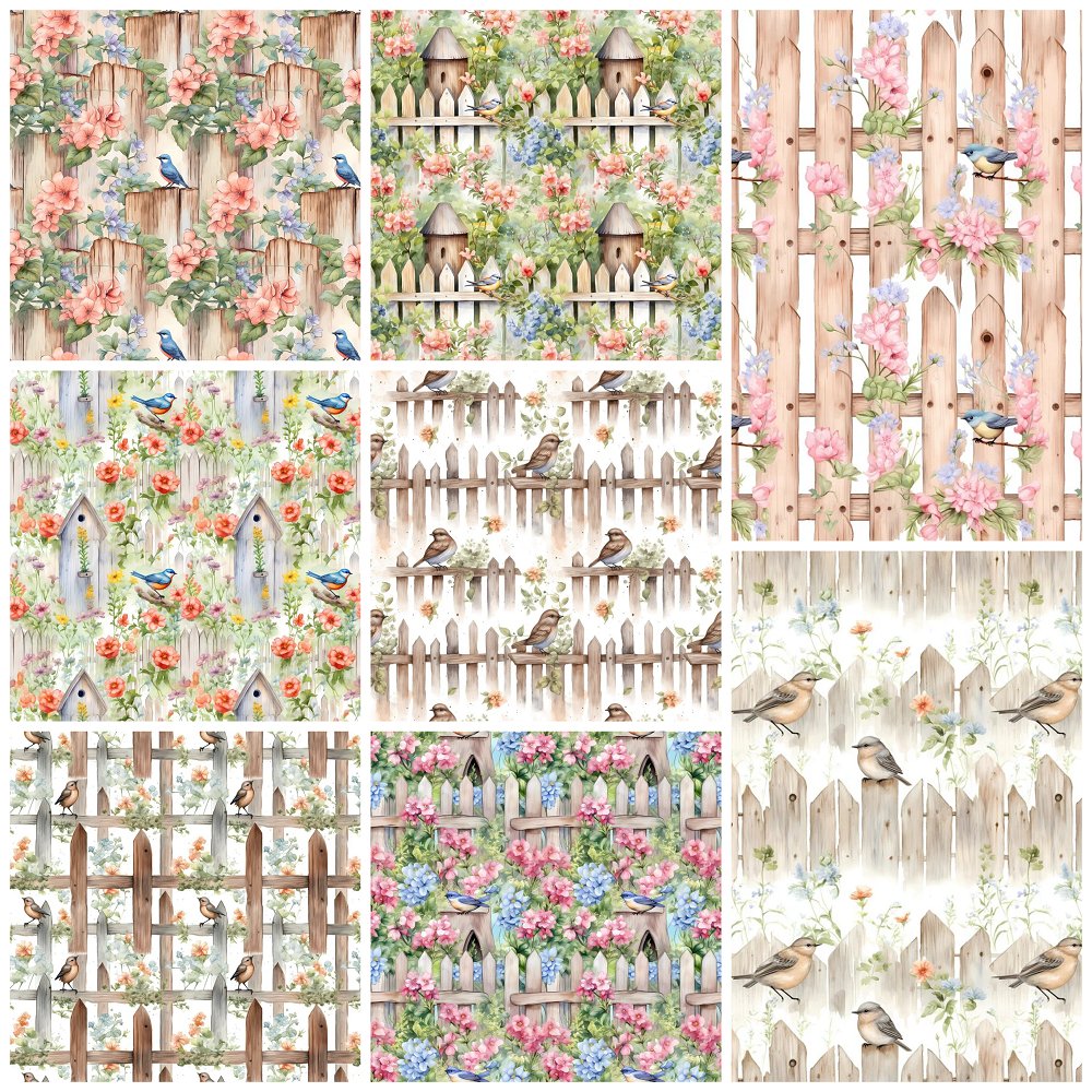 Birds in The Garden Fat Quarter Bundle - 8 Pieces