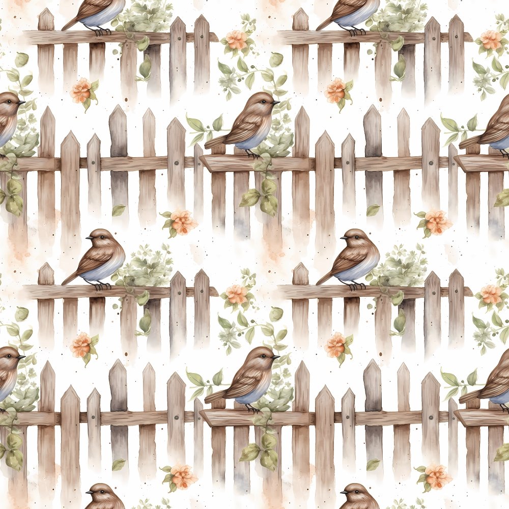 Birds in the Garden Pattern #3 Fabric