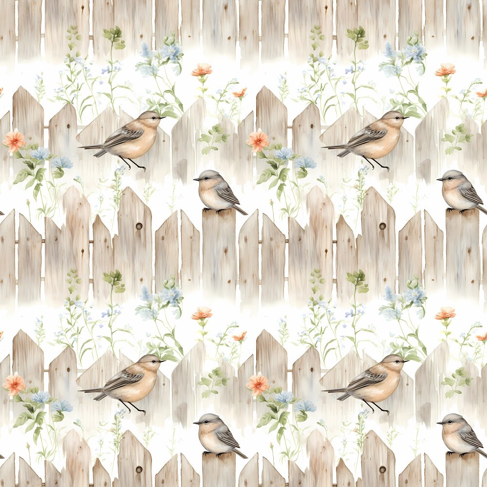 Birds in the Garden Pattern #4 Fabric