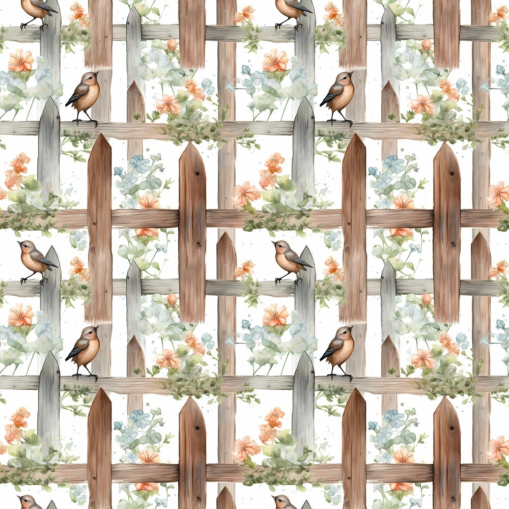 Birds in the Garden Pattern #5 Fabric