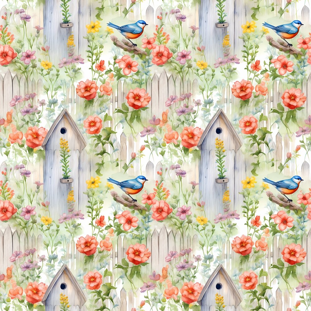 Birds in the Garden Pattern #8 Fabric