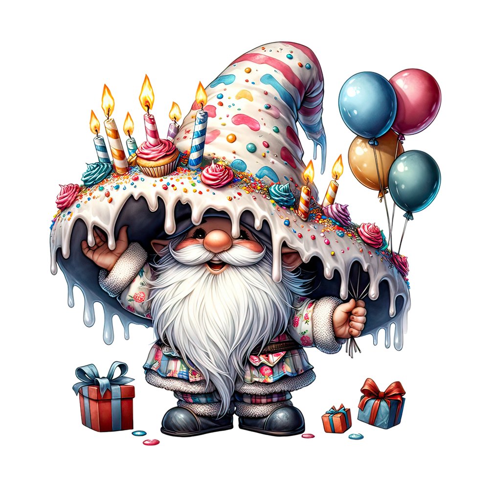 Birthday Gnome #3 Fabric Panel