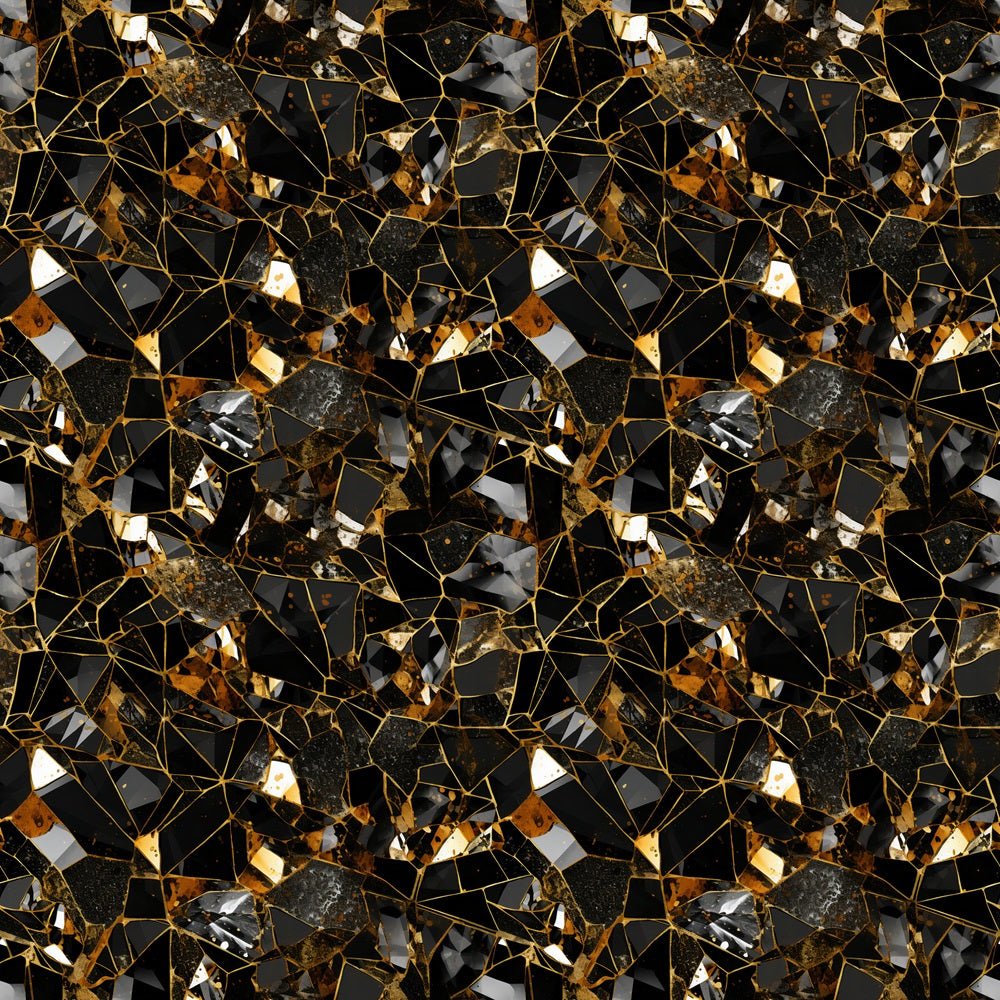 Black & Gold Shattered Glass Fabric