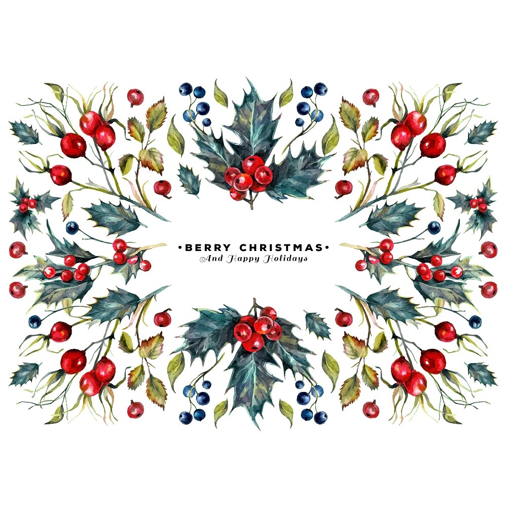 Berry Christmas Fabric Panel - Multi