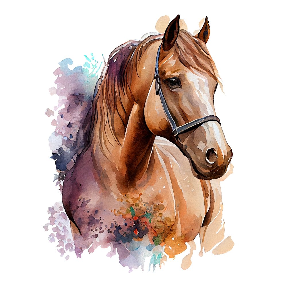 Beautiful Watercolor Horses #1 Fabric Panel