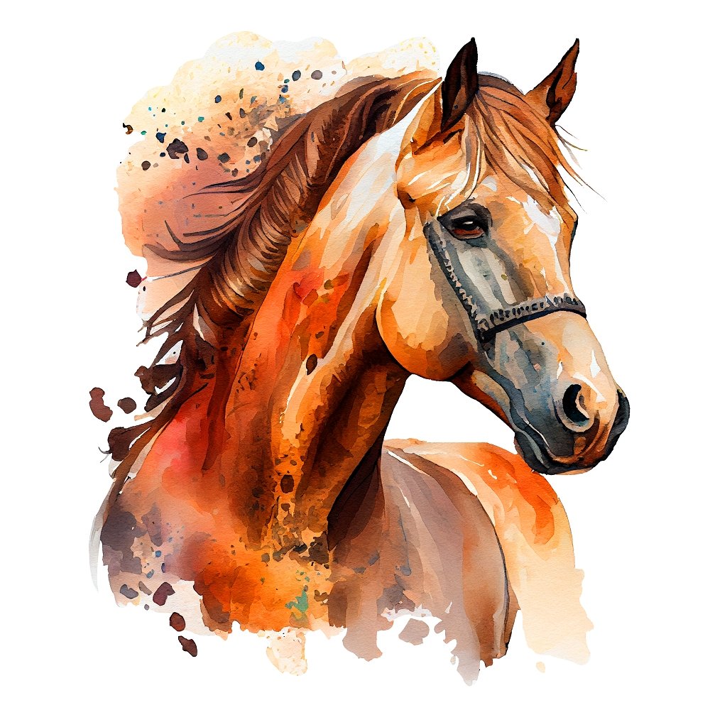 Beautiful Watercolor Horses #2 Fabric Panel