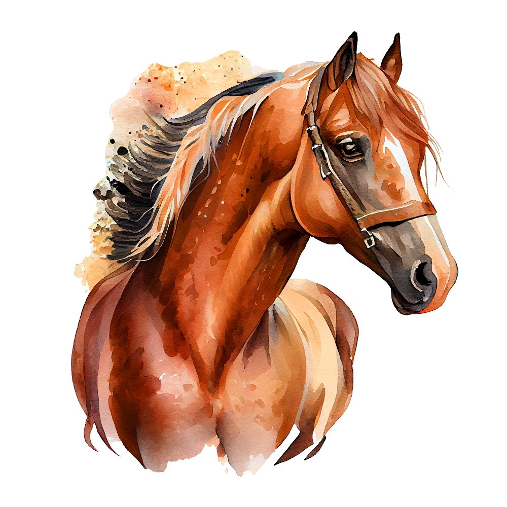 Beautiful Watercolor Horses #4 Fabric Panel