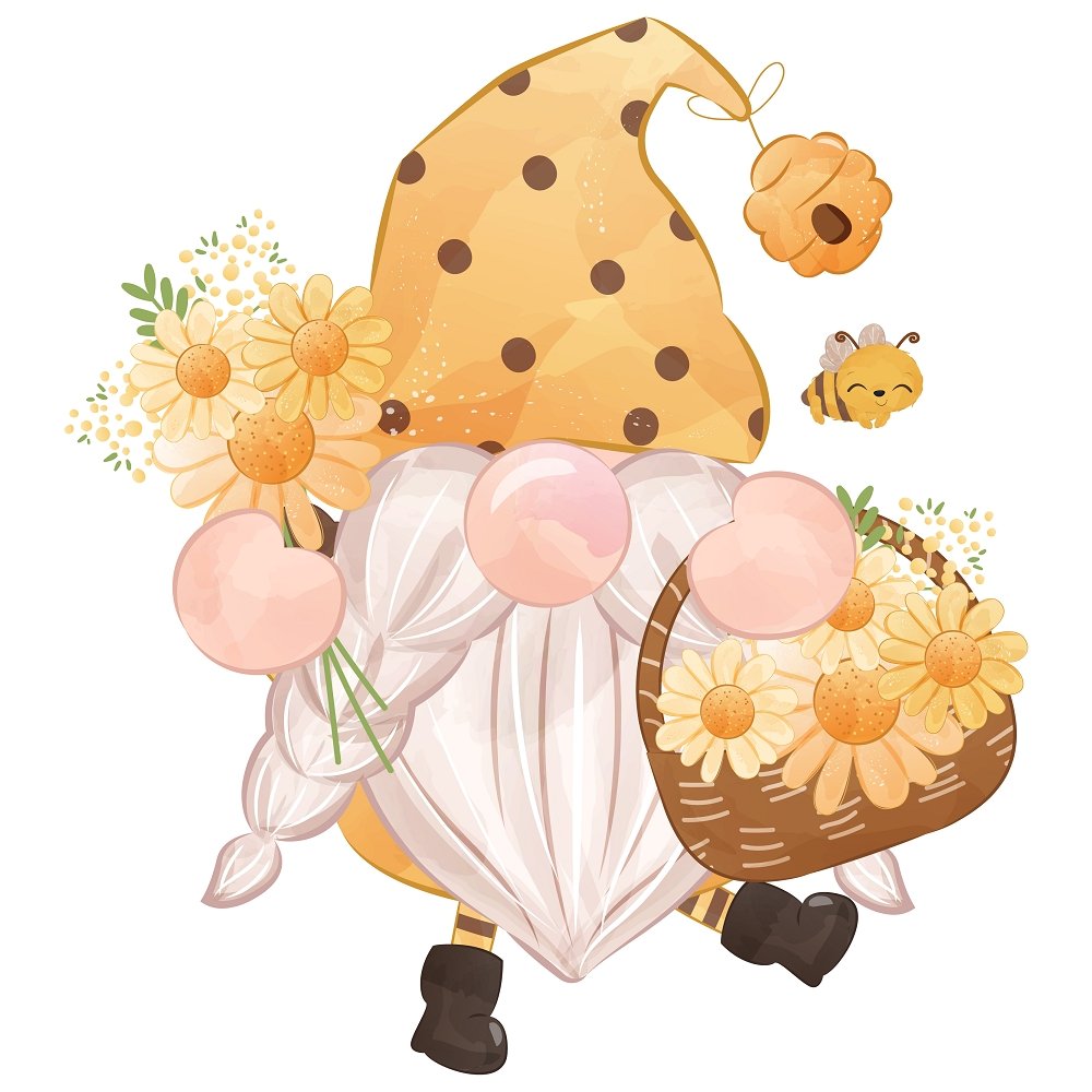 Bee Gnomes #4 Fabric Panel