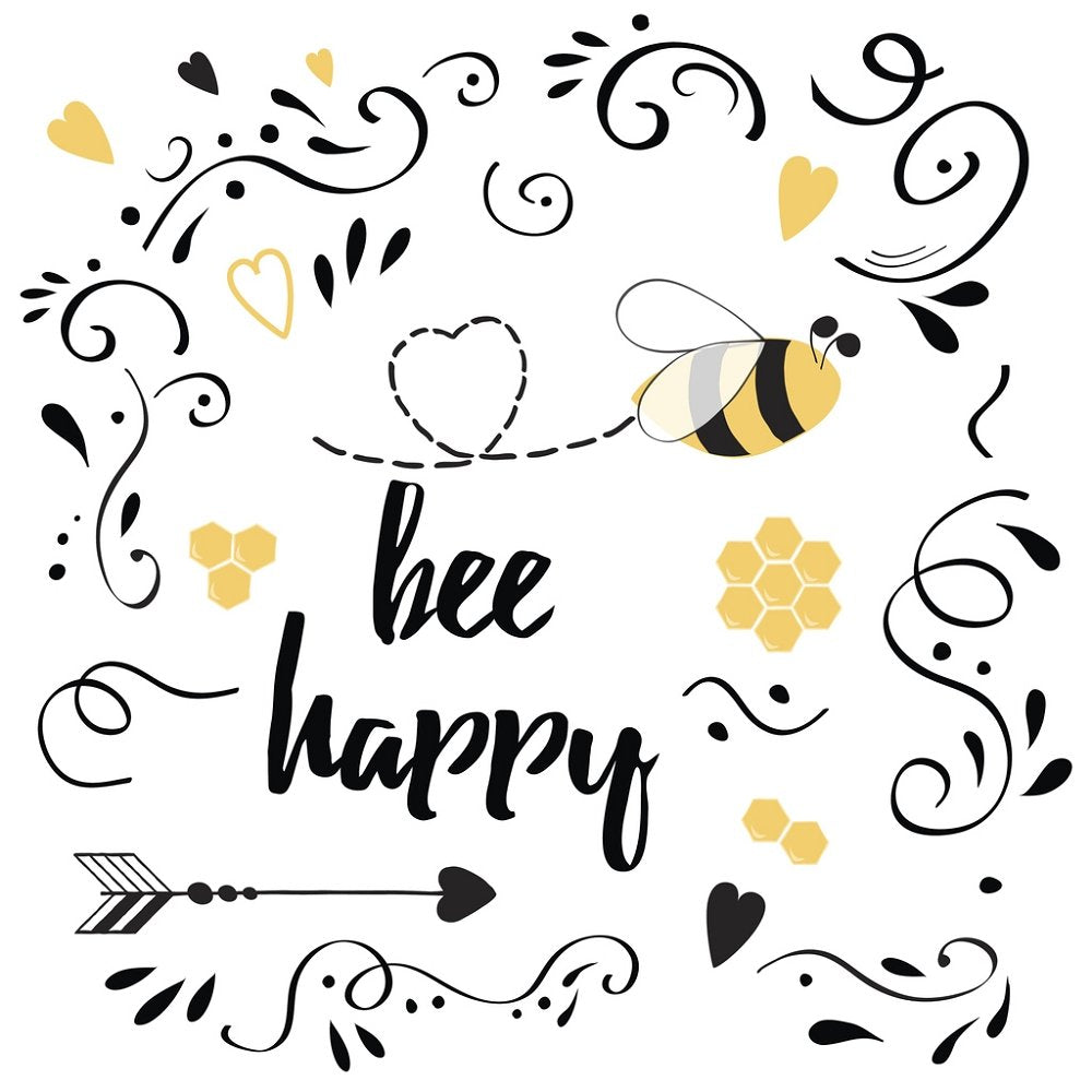 Bee Happy Fabric Panel - White
