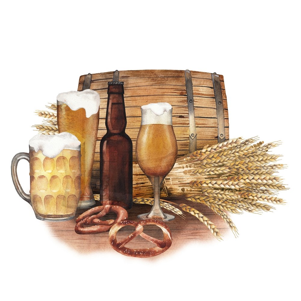 Beer & Pretzels Fabric Panel