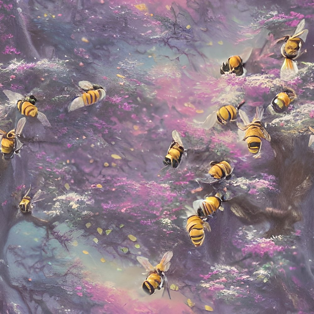 Bees in Enchanted Forest Fabric