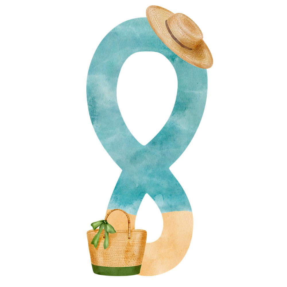 Beach Life Number ''8'' Fabric Panel