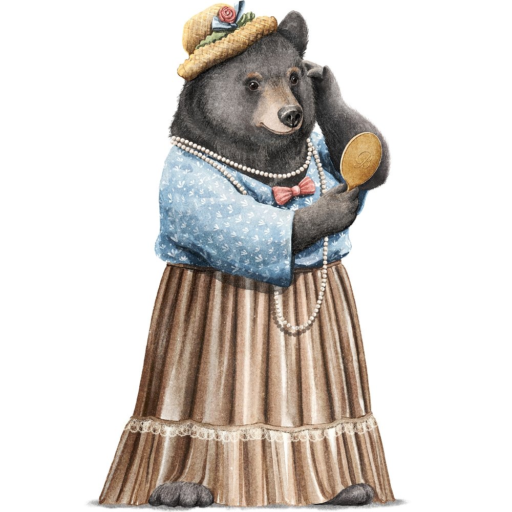 Bear in Dress Fabric Panel