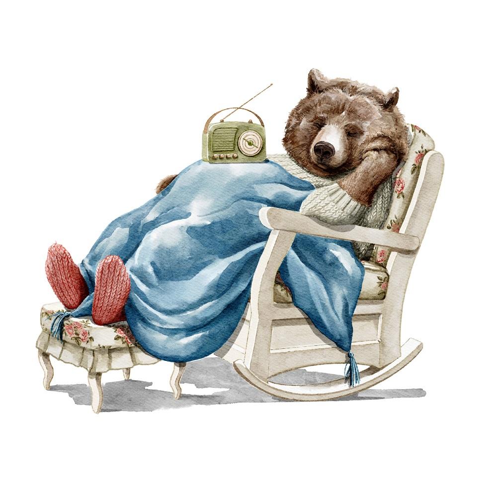 Bear Sleeping Fabric Panel